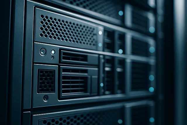 TYPO3-Projektkosten – Enterprise-Server-Infrastruktur als Qualitätsmaßstab Server-Rack mit professioneller Enterprise-Hardware – TYPO3-Infrastruktur für hohe Qualitätsanforderungen