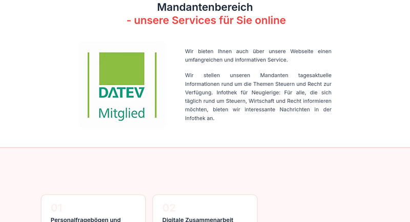 Anonymisierter Ausschnitt eines Mandantenbereichs mit digitalen Formularen und Dokumenten-Downloads