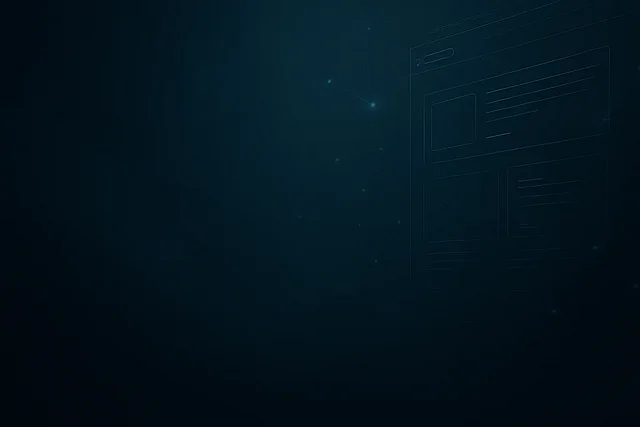 Dunkler Hero mit leuchtendem Website-Wireframe – Website-Relaunch und TYPO3-Migration