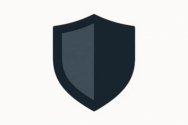 KI-Agenten und Datenschutz Abstrakte Illustration: ein ruhiges, seriöses Schild-Symbol