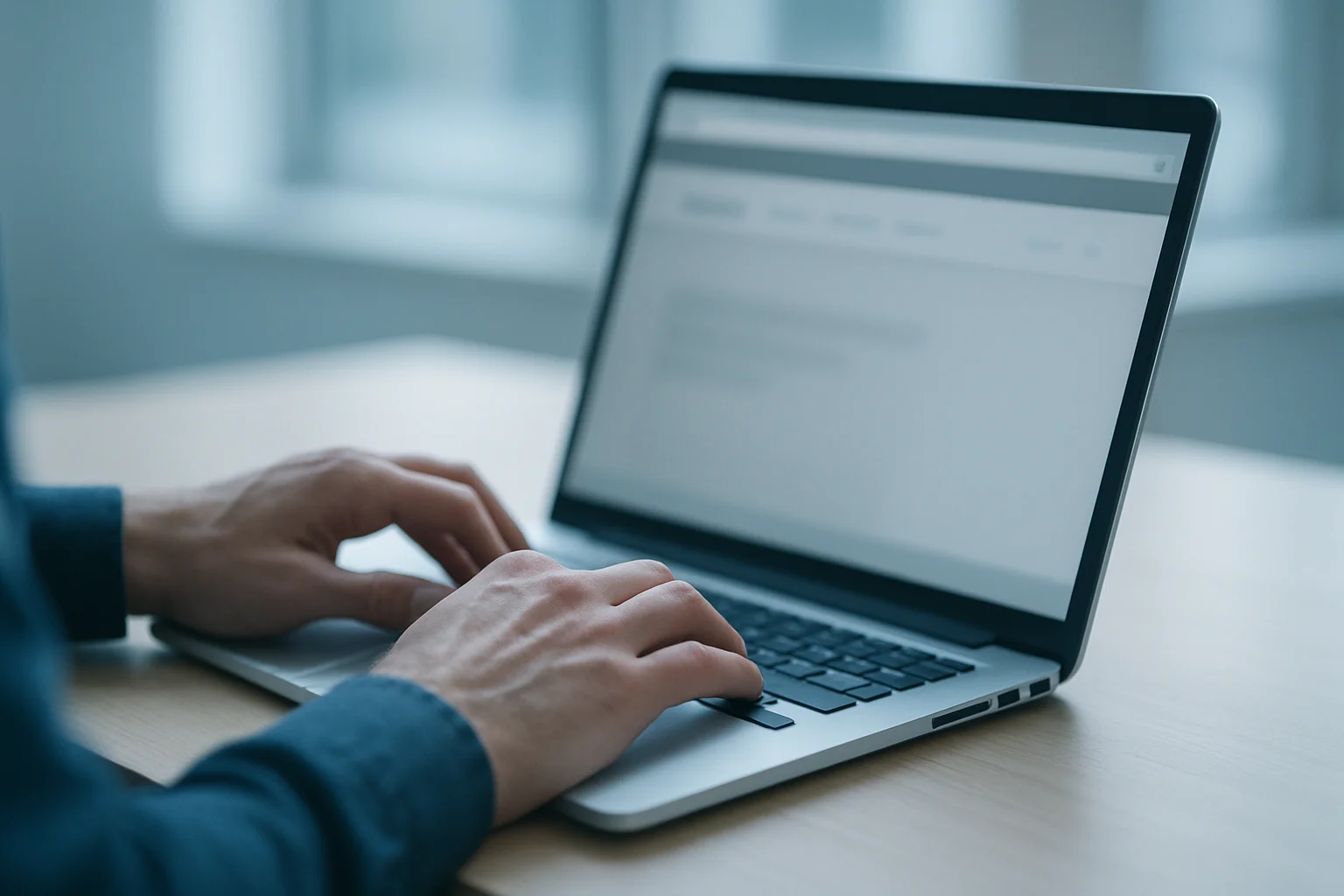 Nahaufnahme eines Laptops beim Aufrufen einer Website