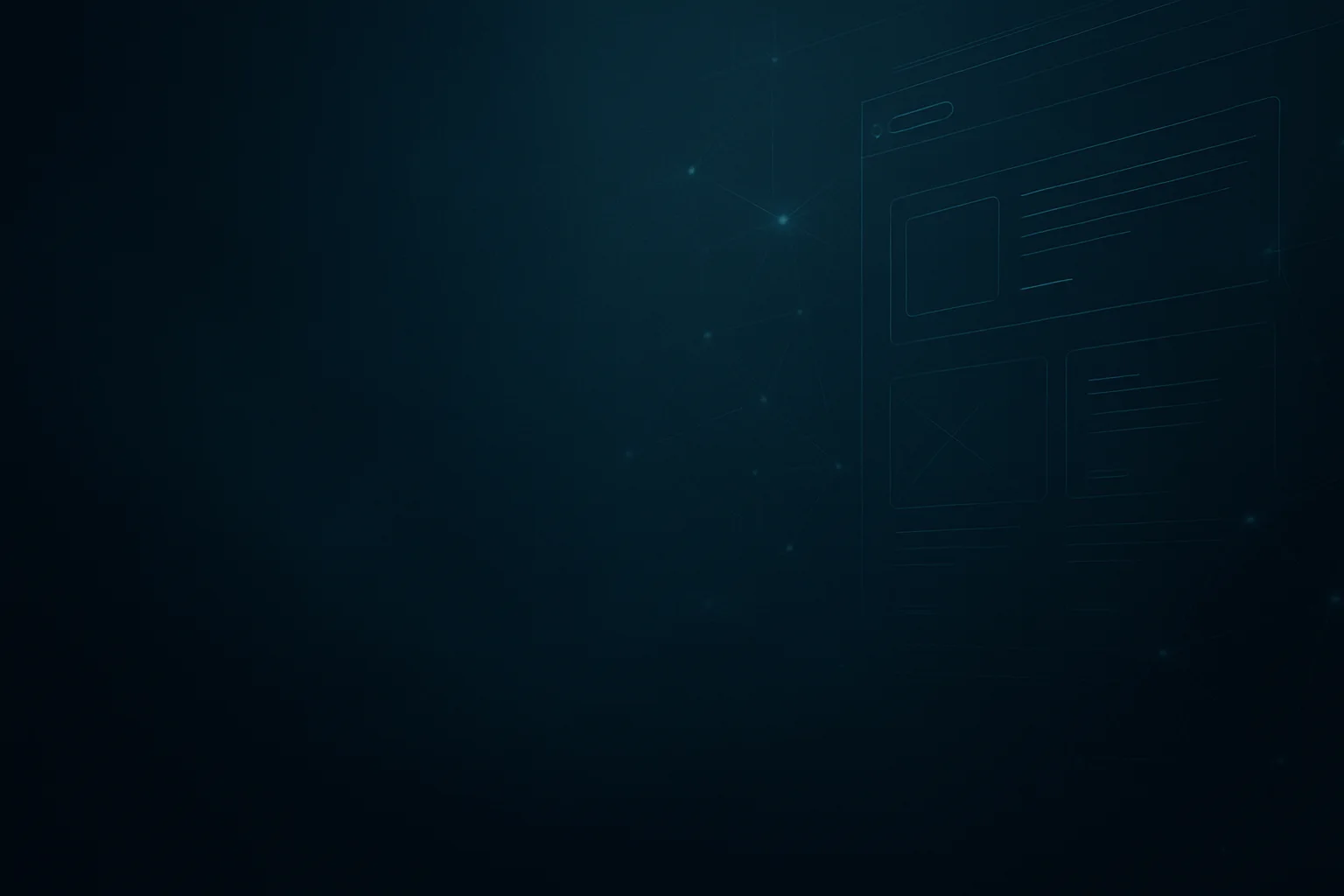 Dunkler Hero mit leuchtendem Website-Wireframe – Website-Relaunch und TYPO3-Migration